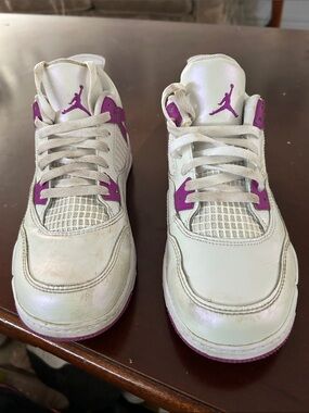 Nike Kids White and Purple Jordan Basketball Sneakers